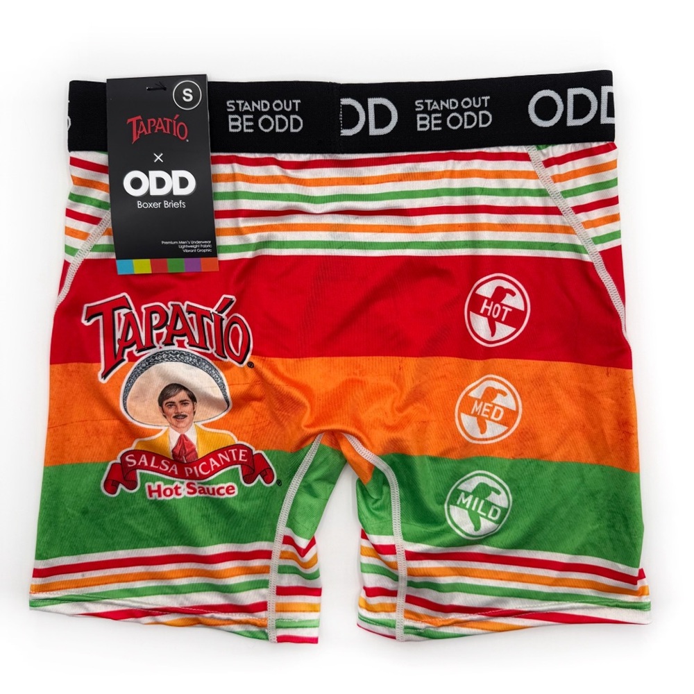 Odd Sox Tapatio Hot Sauce Boxer Briefs Mens Small Underwear Red Orange Green